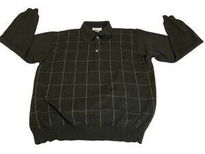 Alfani Mens Large Merino Wool Polo Sweater Long Sleeve Gray Color Made in Italy